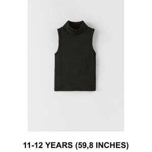 Zara Girls Black Turtleneck Sleeveless Ribbed Top Size YOUTH 11-12